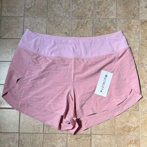 Athleta Run With It Textured 3.5 Shorts Heathered Pink 1X Drawstring Stretchy